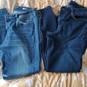 2 pairs of Arizona skinny jeans size 13 . One pair are jeggings